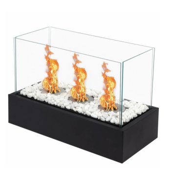 Ventless Tabletop Fireplace with 3 Burners, Smokeless Bio Ethanol Fire Pit Indoor Outdoor