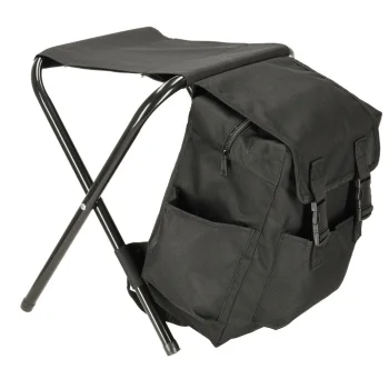Folding fishing camping chair with backpack 10L black