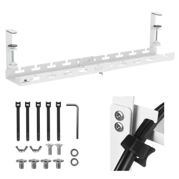 Maclean MC-103 W Under-Desk Cable Organizer, White