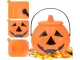Large Halloween Pumpkin Candy Bucket with Lid, Orange