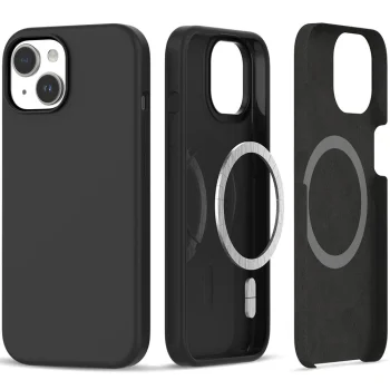 Tech-Protect Silicone MagSafe Case for iPhone 15, Matte Black