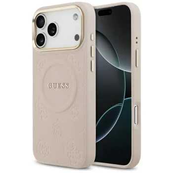 Guess Peony Hot Stamp MagSafe Case for iPhone 17 Pro Max, Pink