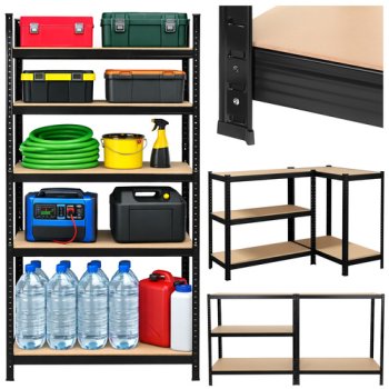 Heavy Duty Metal Storage Rack 180x90x40cm 1000kg Bigstren, black
