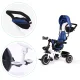 ECOTOYS 3-in-1 Tricycle Stroller with 360° Rotating Seat, Blue