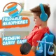 PowerLocus P2 Kids Wireless Headphones, Blue/Orange