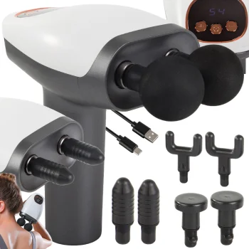 Cordless Massage Gun, 8 Attachments, LCD, USB-C