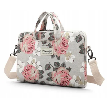 Canvaslife Briefcase Laptop Bag 15-16" - White/Pink Floral