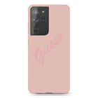 Guess Galaxy S21 Ultra Case Silicone Vintage Script, Pink