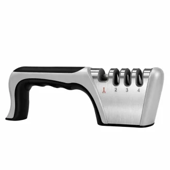 4-Stage Manual Knife Sharpener for Kitchen Knives and Scissors, Grey