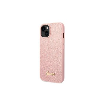 Guess GUHCP14XHGGSHP iPhone 14 Pro Max 6,7" pink hard case Glitter Script