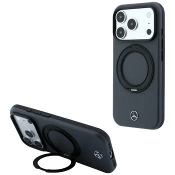 Mercedes Leather with Ring Stand MagSafe Case for iPhone 18 Pro Max / 17 Pro Max, Dark Gray