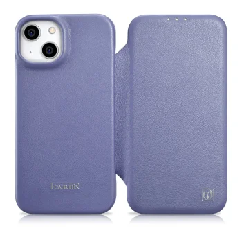 iCarer Leather Folio Case for iPhone 14 Plus MagSafe Magnetic Flip, Light Purple (WMI14220715-LP)