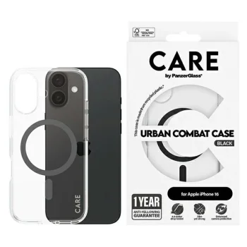 PanzerGlass iPhone 16 Case CARE Flagship Case MagSafe, Black