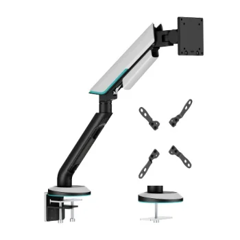 Heavy-Duty Gas Spring Single Monitor Arm 24"-57" up to 27kg, Gray