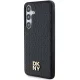 DKNY Samsung Galaxy S24 Case Leather Pattern Metal Logo MagSafe, Black