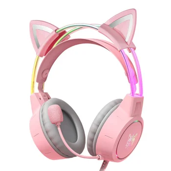 Onikuma X15 Pro Gaming Headphones with Cat Ears, Pink