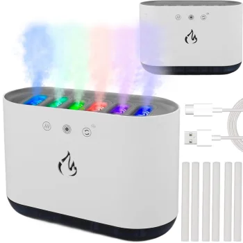 Air Humidifier and Aroma Diffuser with RGB LED Light, 6 Nozzles, 900ml