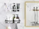 Loft Style Bathroom Shower Shelf with 4 Hooks, Black
