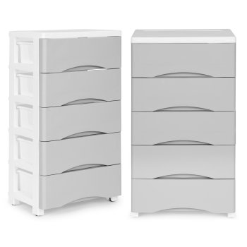 Rolling Storage Cart with 5 Drawers ModernHome, Grey