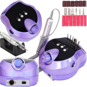 Professional Nail Drill Machine 80W for Manicure and Pedicure with 6 Bits, purple