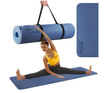 4FIZJO TPE Non-Slip Yoga and Exercise Mat 1 cm 180 x 60 cm, Navy Blue