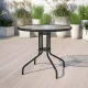 Multigarden Round Garden Table, Glass, 80 cm, Umbrella Hole, Black