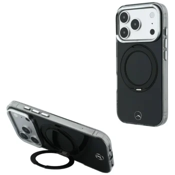 Mercedes Ring Stand Iconic Logo MagSafe Case for iPhone 18 Pro Max / 17 Pro Max - Black