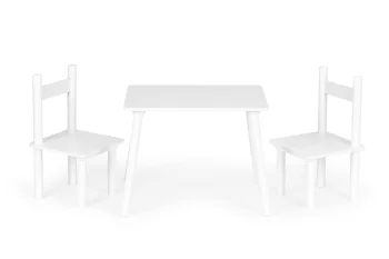 Kids Table and 2 Chairs Set ECOTOYS Children's Wooden Furniture, White
