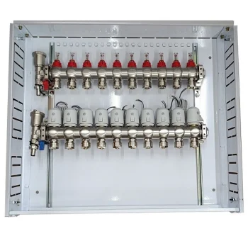 Underfloor Heating Manifold 10 Loops with NC 230V Actuators and Flow Meters
