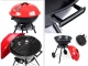 Portable Round Charcoal Grill with Lid and Wheels, 40 cm