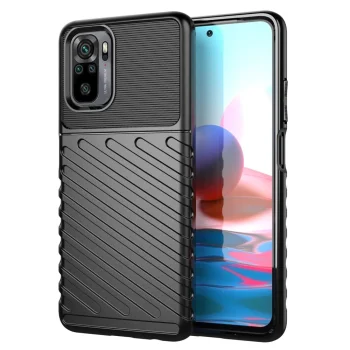 Xiaomi Redmi Note 10 4G / 10S Thunder Series Twill Texture TPU Mobile Phone Cover Case, Black