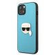Karl Lagerfeld iPhone 13 mini vāciņš Leather Ikonik Karl\'s Head, zils
