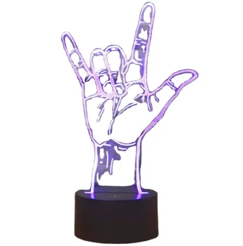 3D LED Night Light V-Sign Hand, RGB
