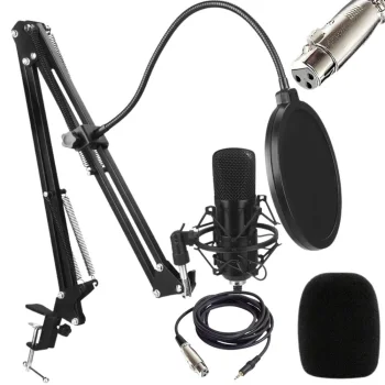 Condenser Microphone Kit XLR Studio Mic with Stand Pop Filter for PC Streaming Podcast