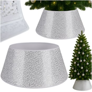 Ruhhy Christmas Tree Collar 60x22 cm, Stand Base Cover, Silver 25361