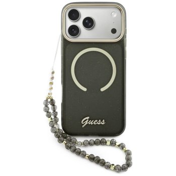 Guess IML Glitters Script Strap MagSafe Phone Case Cover iPhone 17 Pro Max - black