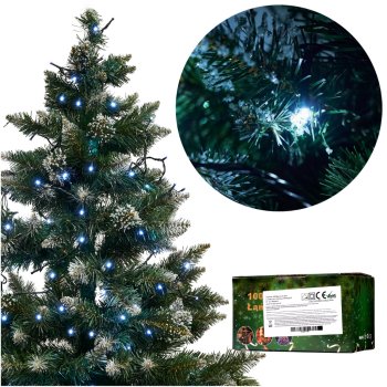 Светодиодная гирлянда 10м 100 LED, холодный белый, 8 режимов