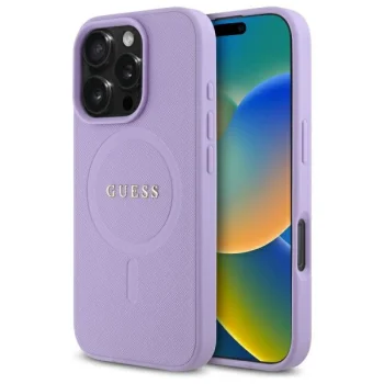 Guess iPhone 16 Pro Case Saffiano MagSafe, Purple