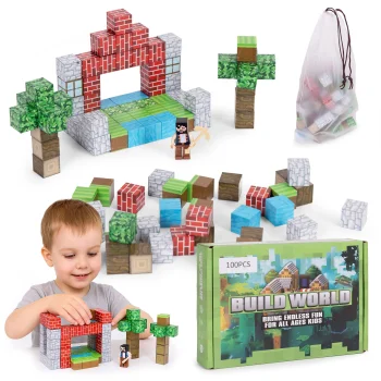 Multistore Magnetic Building Blocks for Kids, 100 Pieces