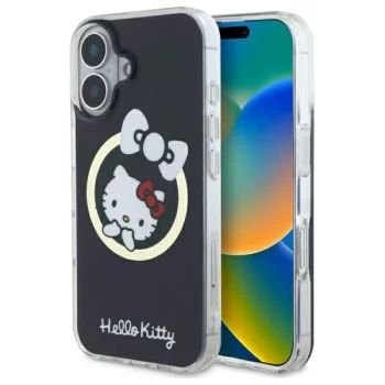 Hello Kitty iPhone 16 Case IML Fun Bow MagSafe - Black