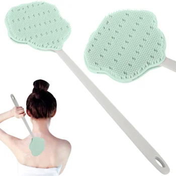 Silicone Body and Back Bath Brush with Long Handle, Green