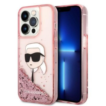 Apple iPhone 14 Pro Max 6.7" Karl Lagerfeld Glitter Karl's Head Case Cover, Pink