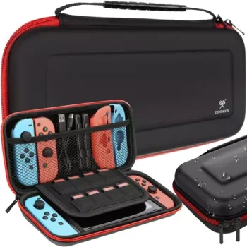 Dunmoon 19379 Protective Case for Portable Console, Black/Red