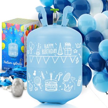 Ricokids Helium Balloon Kit with 0.20 m³ Tank, 30 Balloons and Ribbon