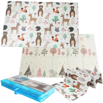 NICEKIDS Double-sided Foldable XPE Foam Play Mat Pad Rug for Kids, 200x150cm, Forest