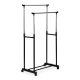 Adjustable Double Clothing Rack on Wheels with Shoe Shelf ModernHome