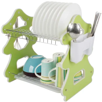 Two-Tier Dish Drainer with Cutlery Holder, 39x39x26 cm