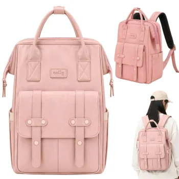 Spacious Women's City Backpack, A4 Format, Pink