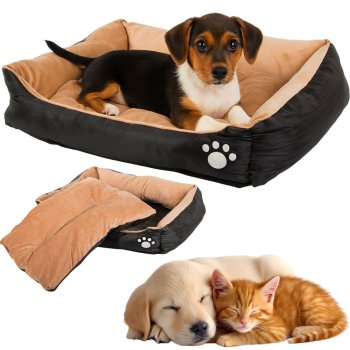 Soft Pet Bed for Small Dogs and Cats S, 50x40 cm, Black