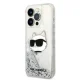 Karl Lagerfeld iPhone 14 Pro Max Case Liquid Glitter Choupette Silver